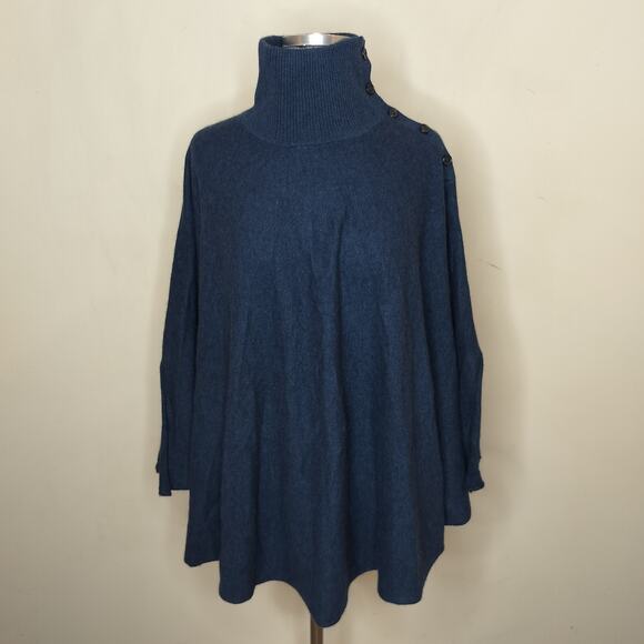 White + Warren Cashmere Poncho Cape Sweater XS / S Turtleneck - Picture 1 of 12